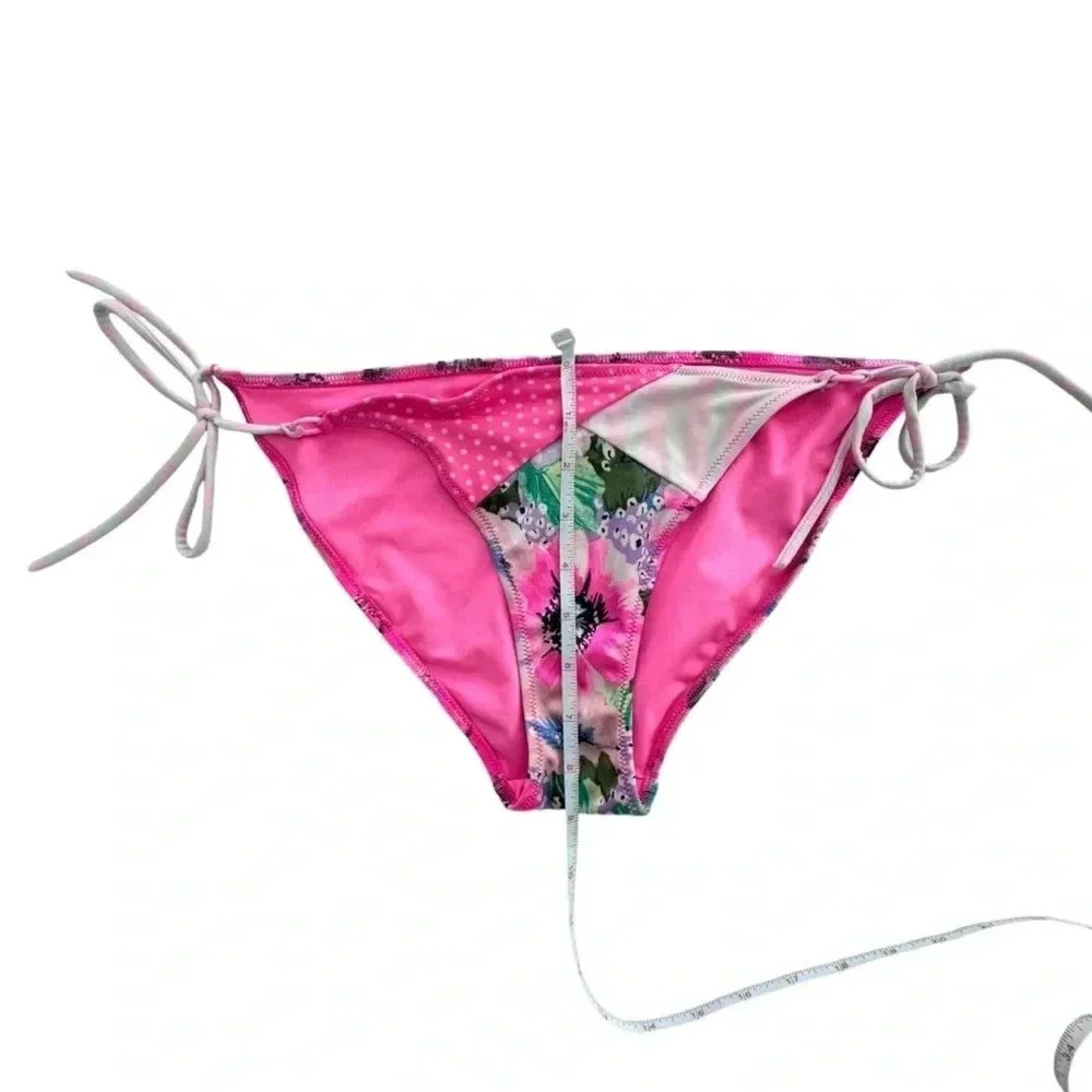Victoria Secret Medium Bikini Bottoms Lilac Hot Pink Poppy green floral Swim - Picture 6 of 8